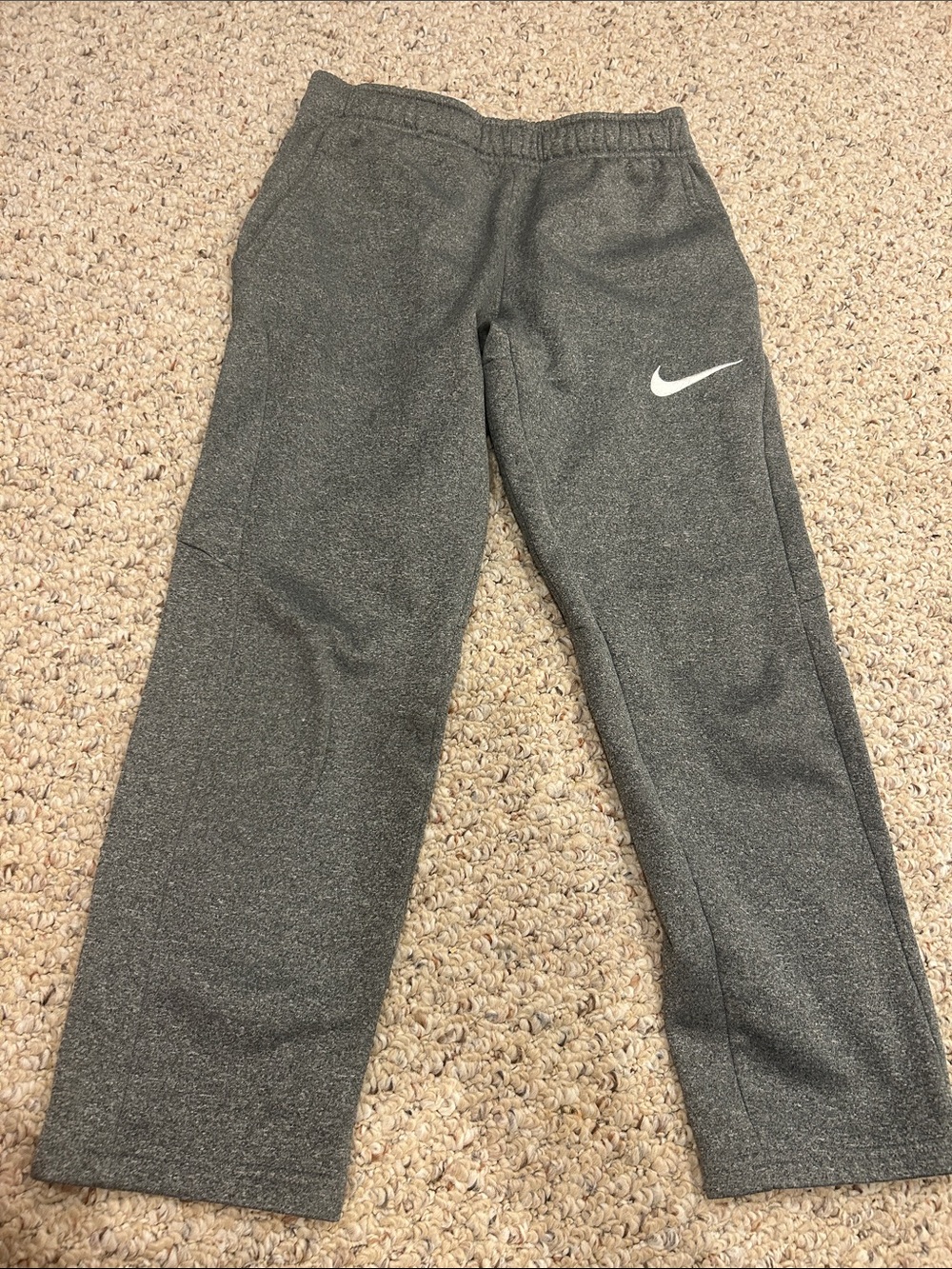 Nike Kids Gray Jogger Sweatpants with White Swoosh
